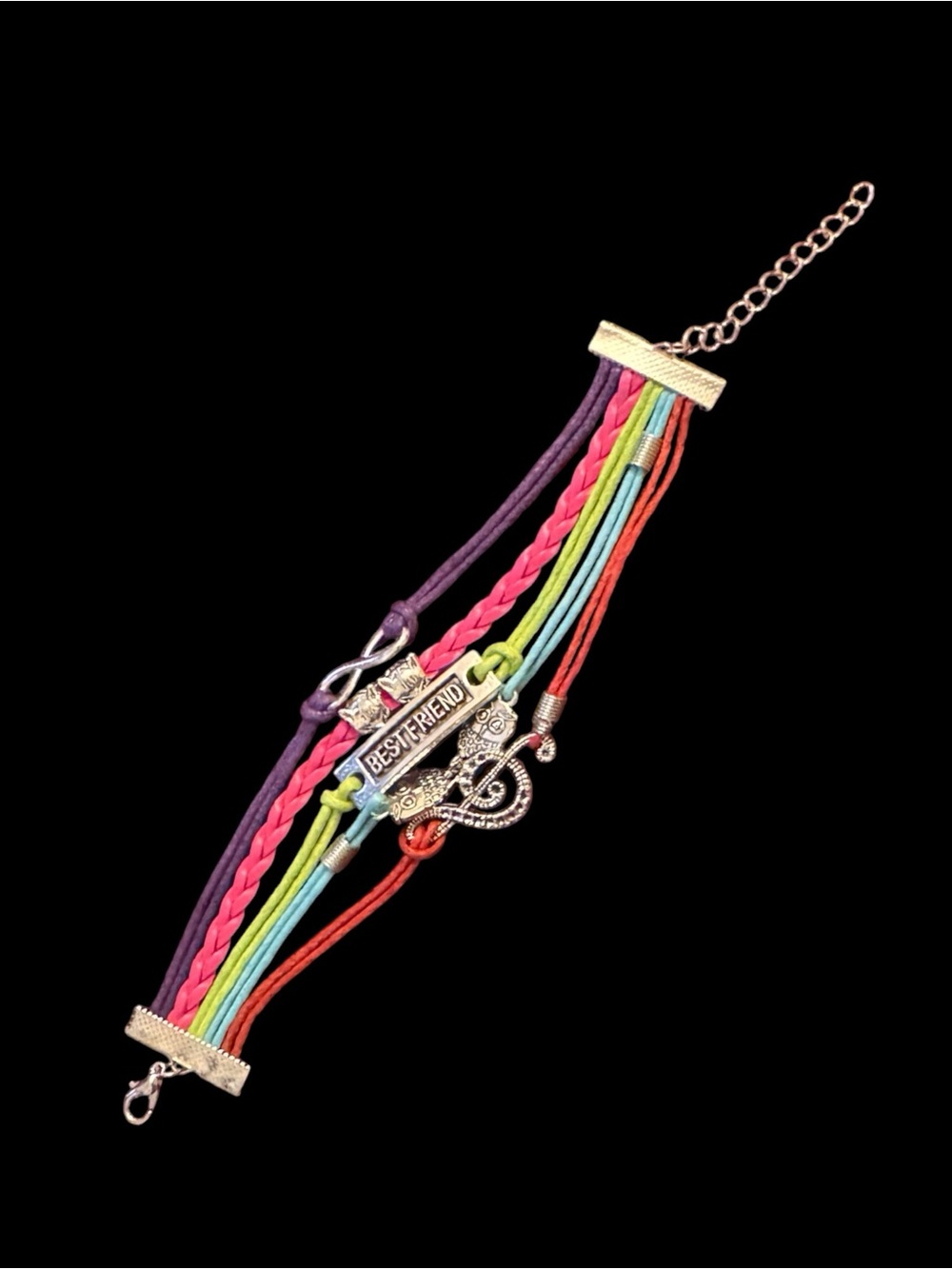 Colorful Best Friend Multi Strand Bracelet w Charms - Picture 2 of 7